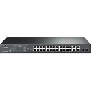 TP-Link 24 Port Fast Ethernet PoE Switch | 24 PoE+ Ports @192W, w/ 4 Uplink Gigabit Ports + 2 Combo SFP Slots | Smart Managed | Limited Lifetime Protection | Support L2/L3/L4 QoS and IGMP(T1500-28Pct)