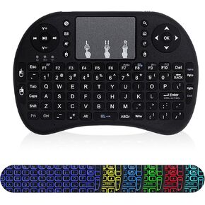 Mini Keyboard Remote Control with Touchpad Mouse, 2.4GHz Wireless USB Dongle, RGB Backlit, for Android TV Box, Smart TV, PC, Laptop, Windows OS, HTPC, Home Theater PC