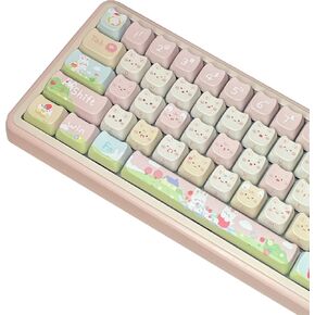 Maid cat Theme Dye-Sublimation PBT, Mao Profile, 142 Keys Custom Keycaps for ANSI Layout, MX Switches Mechanical Gaming Keyboard (Maid cat)