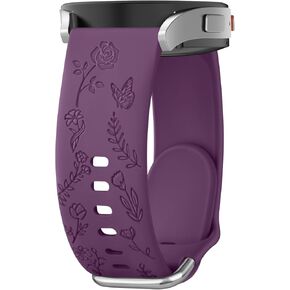 AK Flower Engraved Band for Garmin Vivoactive 5 / Vivoactive 3 Watch Band, Garmin Venu 2 Plus / Venu Sq / Venu Watch Band Women Men, Soft Replacement Strap for Garmin Vivomove Sport, Vivoactive 3 Music, Forerunner 645 / 245 Music Smart Watch