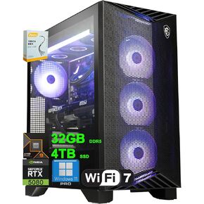 MSI Aegis ZS2 Gaming Desktop | AMD 12-core Zen 5 Ryzen 9 9900X | 32GB DDR5 4TB SSD | GeForce RTX 5080 DLSS 4 | 360mm Liquid Cooler 850W 80+ Gold PSU Support HDD Win11 w/DLCA Accessory
