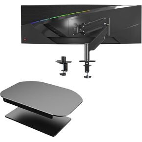 Steel Bracket Plate Reinforcement for Glass Desk+49inch Heavy Duty Monitor Arm