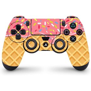 ZOOMHITSKINS Compatible with PS4 Controller Skin, Waffle Creamy Sweet Cute Dessert Donut, Durable, Vinyl, Made in The USA