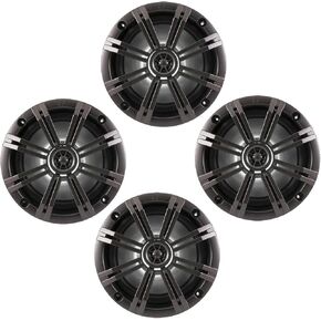 KICKER 6.5 Inch KM-Series LED Marine Speakers 41KM654LCW Bundle