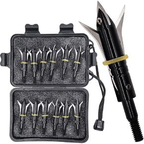 Hunting Broadheads 12PK Cutting Blade Archery Broadhead 100 Grain Screw-in Arrow Heads Arrow Tips Compatible with Traditional Bows and Compound Bow