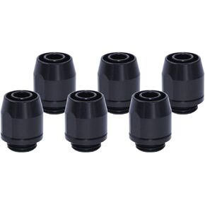 Alphacool HF Compression Fitting TPV, Black Brass, 6-Pack