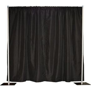 Crowd Control Center Pipe and Drape, Backdrop Kit in Premier Fabric (8' x 10' Black) Upgraded Version