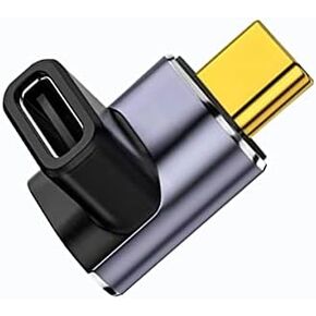 90 Degree USB-C Male to USB-C Female Adapter, 1 Pack Type-C Up and Down Right Angle 40Gbps PD 100W Fast Charging Extender for Switch, Laptop, MacBook Pro/Air, Tablet and Phone