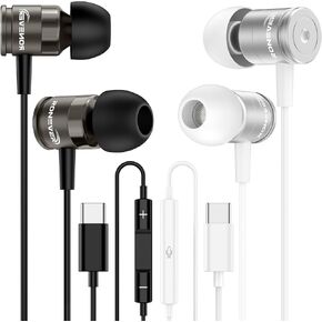 2 Packs-USB C Wired Headphones for iPhone 15/16,Type C with Microphone & Remote Noise Cancelling in-Ear Headset Control Compatible with iPhone 15/16 Pro Max, iPad Pro, Most USB C Jack Devices