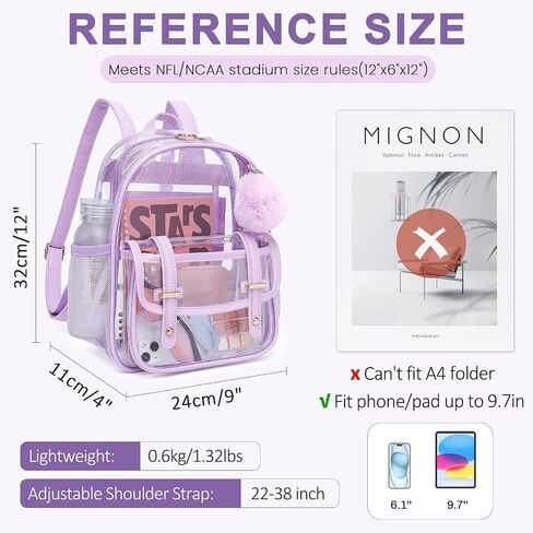 Clear Backpack for Stadium Events, Small Transparent Backpack Mini See Through Bookbag for Women Girls for Concert in Kuwait
