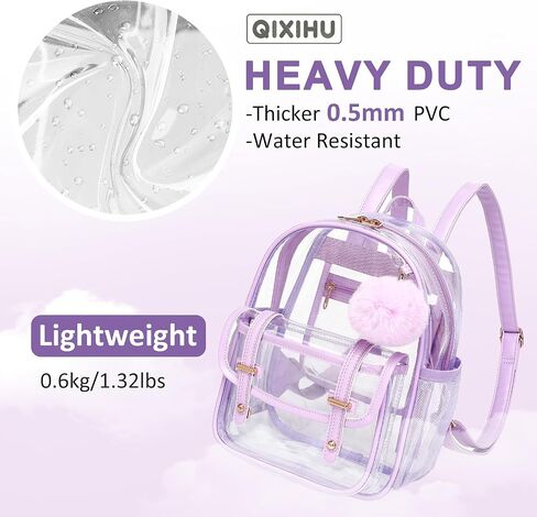 Clear Backpack for Stadium Events, Small Transparent Backpack Mini See Through Bookbag for Women Girls for Concert in Kuwait