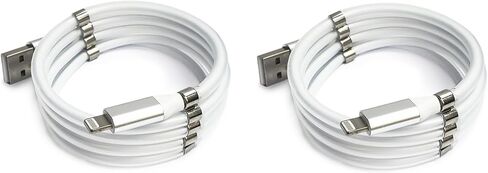 Magnetic Cable Organizer, Lightning to USB Cable for iPhone, Retractable Cable, Fast Charging Cable, 3.3ft Long, Easy to Storage Keep Your Spaces Organized, Strong and Durable Cable (4 Pack) in Saudi Arabia