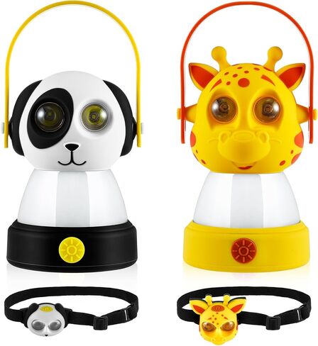 VIHOSE 2 LED Camping Lantern and Headlamp Set 4 Pcs Tent Lamp Animal Themed Button Battery Powered Headlamp Camping Accessories Camping Equipment Outdoor Emergency Indoor Room Nightlight in Saudi Arabia