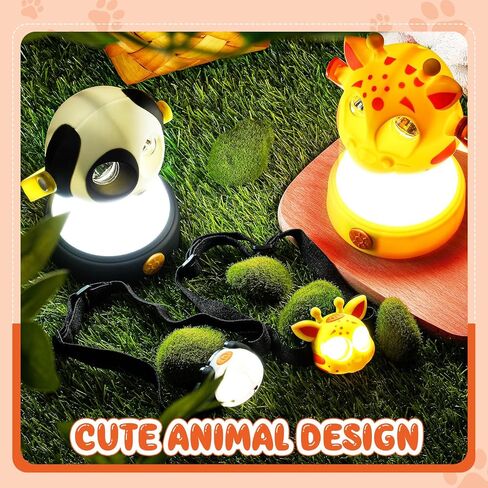 VIHOSE 2 LED Camping Lantern and Headlamp Set 4 Pcs Tent Lamp Animal Themed Button Battery Powered Headlamp Camping Accessories Camping Equipment Outdoor Emergency Indoor Room Nightlight in Saudi Arabia