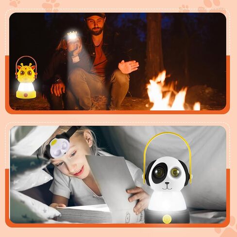 VIHOSE 2 LED Camping Lantern and Headlamp Set 4 Pcs Tent Lamp Animal Themed Button Battery Powered Headlamp Camping Accessories Camping Equipment Outdoor Emergency Indoor Room Nightlight in Saudi Arabia