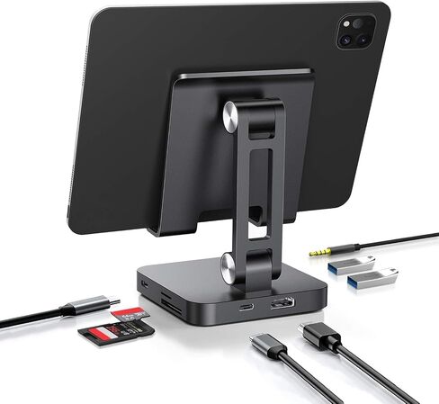 7-in-1 USB C Hub Charging Stand مع 100W PD & 4K HDMI-محطة الالتحام المحمولة لـ MacBook Pro و iPad Pro و Labors و 2 USB 3.0 و SD/TF Reader in Kuwait