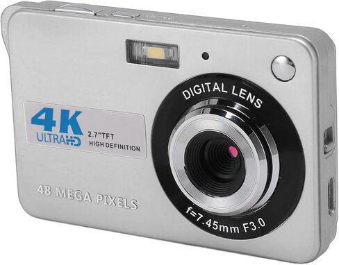 ZJchao 4K Digital Camera 48MP HD 2.7 Inch Screen 8X Zoom Autofocus Auto Beauty Anti Shake Travel Camera with Fill Light (Silver) in Saudi Arabia