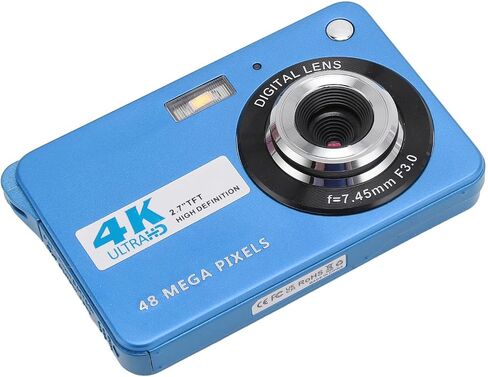ZJchao 4K Digital Camera 48MP HD 2.7 Inch Screen 8X Zoom Autofocus Auto Beauty Anti Shake Travel Camera with Fill Light (Silver) in Saudi Arabia