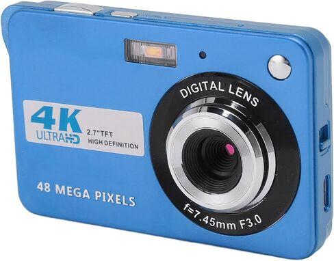ZJchao 4K Digital Camera 48MP HD 2.7 Inch Screen 8X Zoom Autofocus Auto Beauty Anti Shake Travel Camera with Fill Light (Silver) in Saudi Arabia