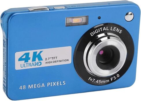 ZJchao 4K Digital Camera 48MP HD 2.7 Inch Screen 8X Zoom Autofocus Auto Beauty Anti Shake Travel Camera with Fill Light (Silver) in Saudi Arabia