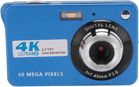 ZJchao 4K Digital Camera 48MP HD 2.7 Inch Screen 8X Zoom Autofocus Auto Beauty Anti Shake Travel Camera with Fill Light (Silver) in Saudi Arabia