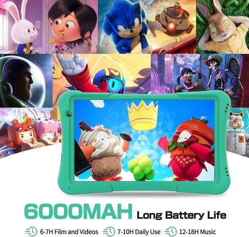 10 Inch Kids Android 14 Tablet, Parental Control, Educational, 10.1' IPS HD Display, Dual Camera, 6000mAh Battery, Toddler Tablet with Silicone Case, Gift for Boys (Green) in Saudi Arabia