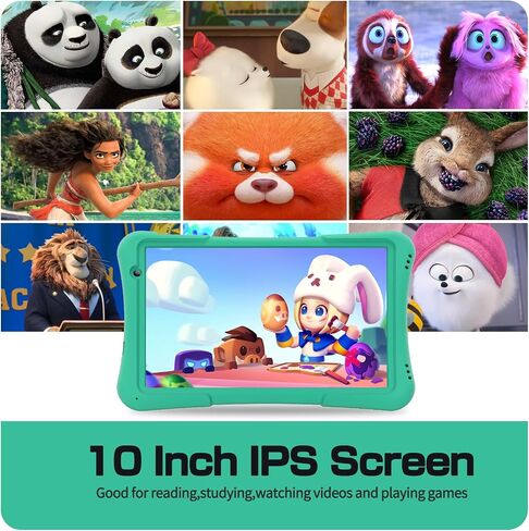 10 Inch Kids Android 14 Tablet, Parental Control, Educational, 10.1' IPS HD Display, Dual Camera, 6000mAh Battery, Toddler Tablet with Silicone Case, Gift for Boys (Green) in Saudi Arabia