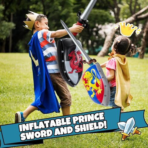 Poen 24 Pcs Inflatable Sword and Shield Knight Party Favors Set Blow up Medieval Sword Shield for Pirate Party Favors Decorations Cosplay Toys Accessories in Saudi Arabia