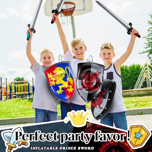 Poen 24 Pcs Inflatable Sword and Shield Knight Party Favors Set Blow up Medieval Sword Shield for Pirate Party Favors Decorations Cosplay Toys Accessories in Saudi Arabia