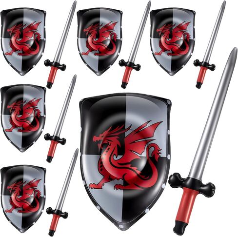 Poen 24 Pcs Inflatable Sword and Shield Knight Party Favors Set Blow up Medieval Sword Shield for Pirate Party Favors Decorations Cosplay Toys Accessories in Saudi Arabia