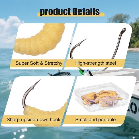 12PCS Soft Plastic Worm Baits for Bass Trout Fishing - Realistic Rubber Grub Lures with Curly Tails, High Sensitivity Bait for Freshwater Saltwater in Saudi Arabia