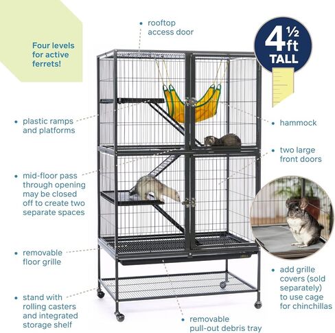 Prevue Pet Products 485 Feisty Ferret Home with Stand, Black Hammertone Small in Saudi Arabia