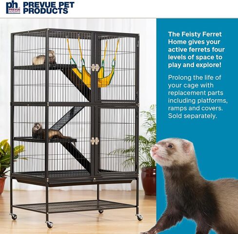 Prevue Pet Products 485 Feisty Ferret Home with Stand, Black Hammertone Small in Saudi Arabia