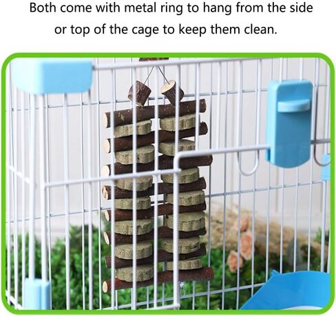 Bunny Chew Toys for Teeth, Organic Apple Wood Sticks for Bunny, Rabbits, Chinchilla, Guinea Pigs, Hamsters, Parrots and Other Small Animals Chewing/Playing, Pet Snacks Toys with Grass Cake in Kuwait