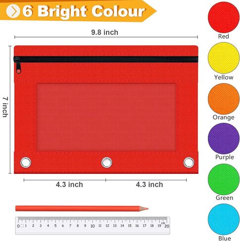 Officygnet 63 Pcs Pencil Pouch for 3 Ring Binder, Bulk Pencil Case Pouch with Clear Window, Pencil Bags with Smooth Zipper, Pencil Pouch for School Office Classroom Supplies(7 Color) in Saudi Arabia