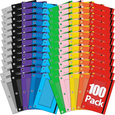 Officygnet 63 Pcs Pencil Pouch for 3 Ring Binder, Bulk Pencil Case Pouch with Clear Window, Pencil Bags with Smooth Zipper, Pencil Pouch for School Office Classroom Supplies(7 Color) in Saudi Arabia
