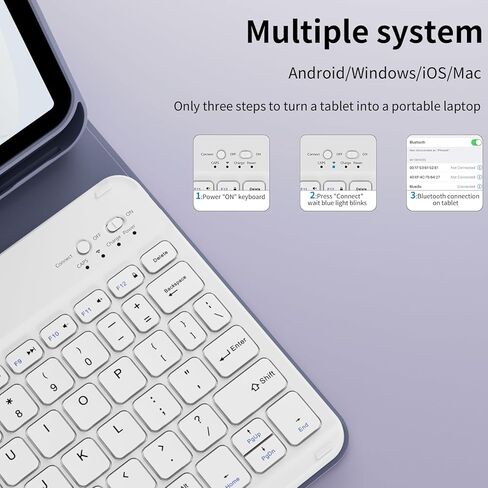 بالنسبة إلى iPad (A16) الجيل الحادي عشر 11 بوصة 2025 ، الجيل العاشر 10.9 بوصة 2022 مع لوحة المفاتيح ، لوحة مفاتيح بلوتوث لاسلكية قابلة للفصل ، غطاء زاوية متعددة مع حامل قلم رصاص ، أرجواني in Kuwait