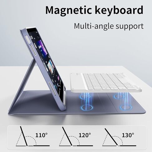 بالنسبة إلى iPad (A16) الجيل الحادي عشر 11 بوصة 2025 ، الجيل العاشر 10.9 بوصة 2022 مع لوحة المفاتيح ، لوحة مفاتيح بلوتوث لاسلكية قابلة للفصل ، غطاء زاوية متعددة مع حامل قلم رصاص ، أرجواني in Kuwait