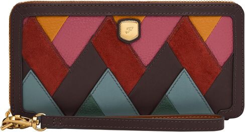 Fossil Women's Lennox Leather Zip Around Clutch Wallet, Black (Model: SL10037001) in Saudi Arabia