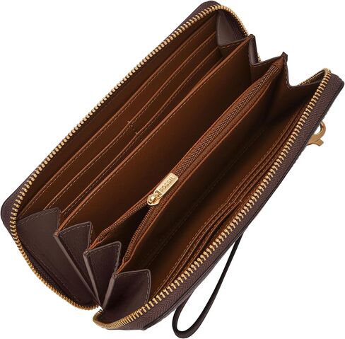Fossil Women's Lennox Leather Zip Around Clutch Wallet, Black (Model: SL10037001) in Saudi Arabia
