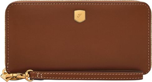 Fossil Women's Lennox Leather Zip Around Clutch Wallet, Black (Model: SL10037001) in Saudi Arabia