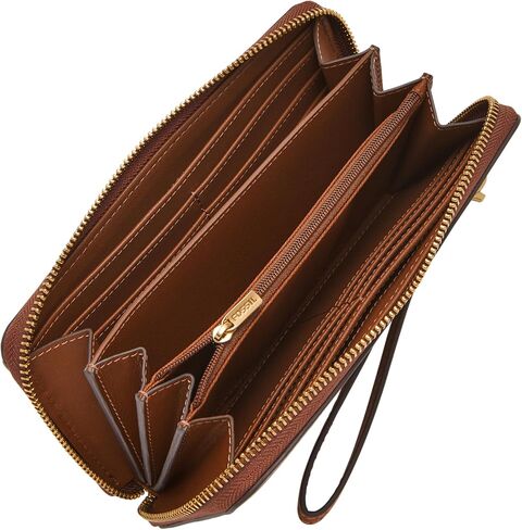 Fossil Women's Lennox Leather Zip Around Clutch Wallet, Black (Model: SL10037001) in Saudi Arabia