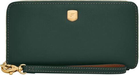 Fossil Women's Lennox Leather Zip Around Clutch Wallet, Black (Model: SL10037001) in Saudi Arabia