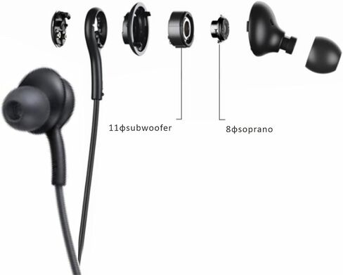 2025 New in-Ear Earbuds Stereo Headphones for Samsung Galaxy Z Fold6 S25 S24 S23 S22 S21 S20 Note 10 10+ - Designed with Microphone and Volume Remote Type-C Connector-(Black) in Kuwait