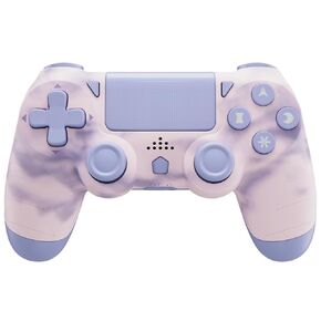 ISHAKO Wireless Controller for PS4/Pro/Slim/PC/Android/iPhone with USB-C Cable, 6-Axis Motion Sensor, Dual Vibration, 1000mAh Battery, and 3.5mm Audio Jack (Pink Purple)