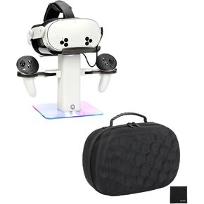Hard Carrying Case for Meta Quest 3/3s VR Headset and VR Stand Compatible with MetaQuest 3S