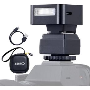 ZF08 mini falsh Light Small Camera Flash with Flash hot Shoe C-N2 Height Increasing seat for for Canon/Fuji/Sony zv1/Sony zve10/Nikon/Panasonic Olympus Pentax/3s Recycle(Black)