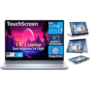Dell Inspiron 7440 2-in-1 14.0" Touchscreen WUXGA Business Laptop (Intel Core 7 150U, 16GB DDR5 RAM, 1TB SSD, Backlit KB, Fingerprint, WiFi 6E, BT 5.3, SD Reader, Webcam, Win 11 Home)