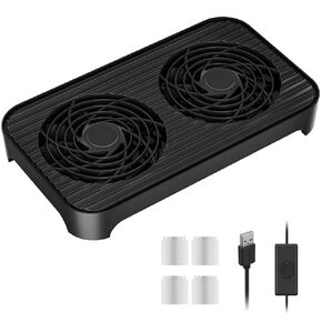 X4 Quiet USB Cooling Fan, High Speed Dual 140mm USB PC Fan with One-Touch Switch for Router, Laptop, Receiver, Amplifier, DVR, PlayStation, Xbox, Computer Cabinet Cooling
