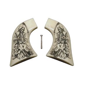 Faux Ivory Grim Reaper Ruger Vaquero/Blackhawk/Wrangler Grips